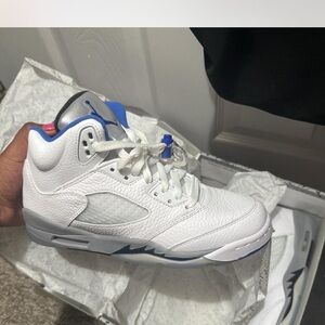 Jordan White and Blue Sneakers Classic Design